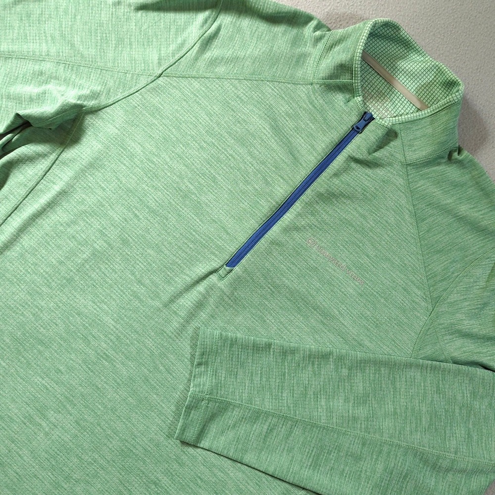 Vineyard Vines Pullover Mens 2XL Green Shakety Performance Quarter Zip Golf Wear